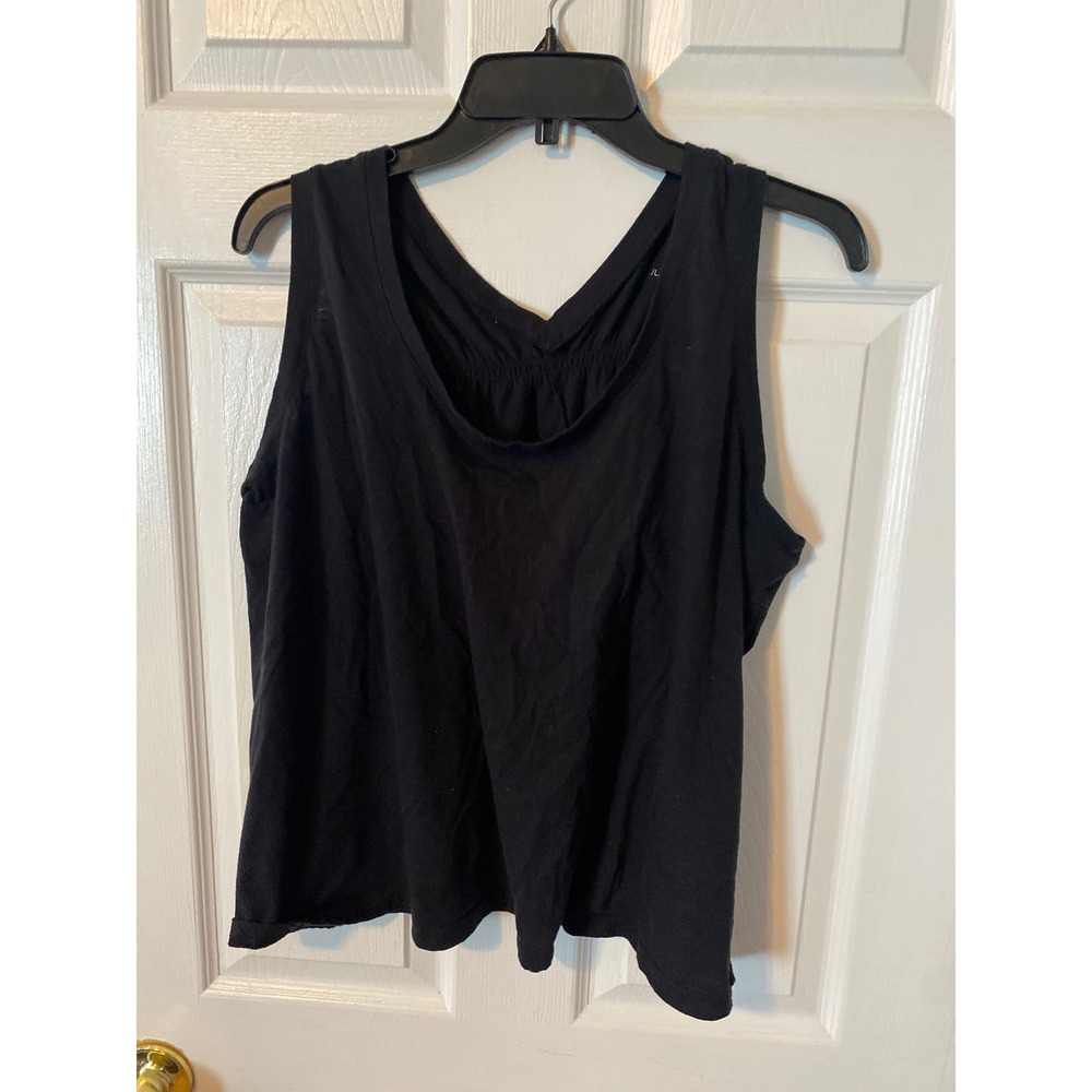 Just Be Womens Black V-Neck Sleeveless Tank Top Plus Size 2X Gathered Back